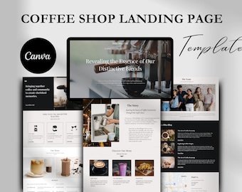 Cafe Website Template: Canva Landing Page for Coffee Shops & Restaurants