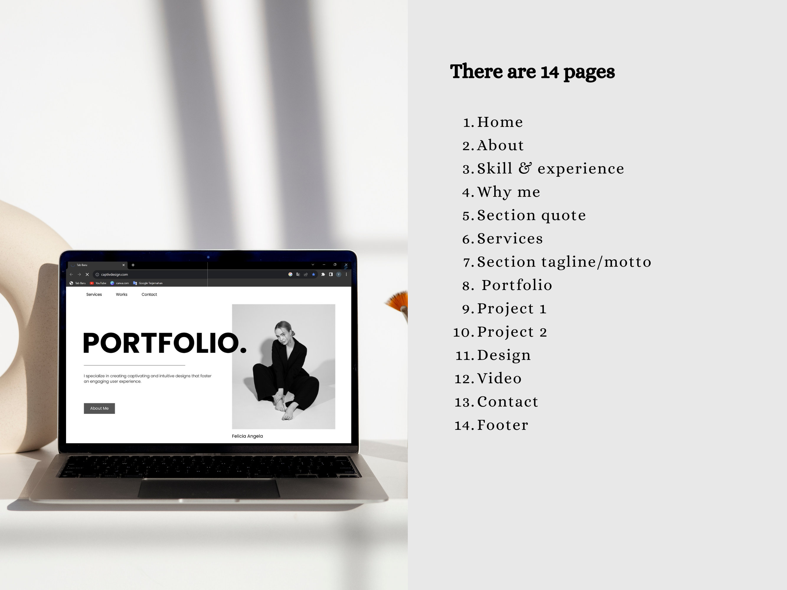 Personal Portfolio Canva Website: Canva Template, Digital Designer ...