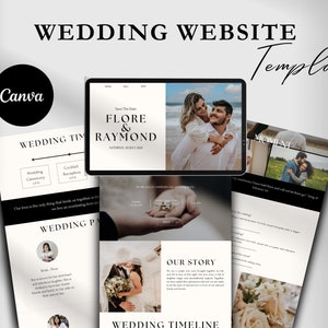 Wedding Website Canva Template, Aesthetic Design, Minimalist Wedding Site, Customizable Wedding Site