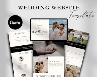 Wedding Website Canva Template, Aesthetic Design, Minimalist Wedding Site, Customizable Wedding Site