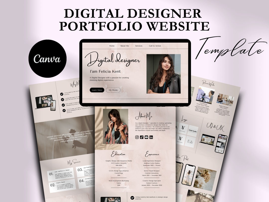 Canva Website Template: Freelancer & Digital Designer Portfolio - Etsy