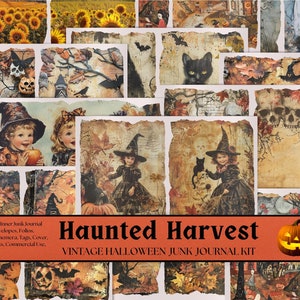 Vintage Halloween Journal Junk Journal Kit, , Printable Halloween, Halloween Ephemera, Printable Journal, Fall Junk Journal, Halloween paper