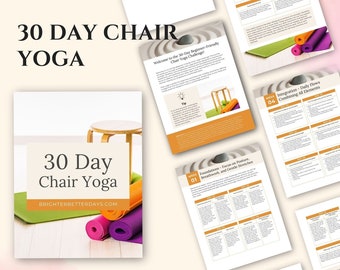 30 Day Chair Yoga, Yoga for Seniors, 30 Day Yoga Challenge, Yoga Template Printable, Beginning Yoga Printable, Yoga for Adults Printable