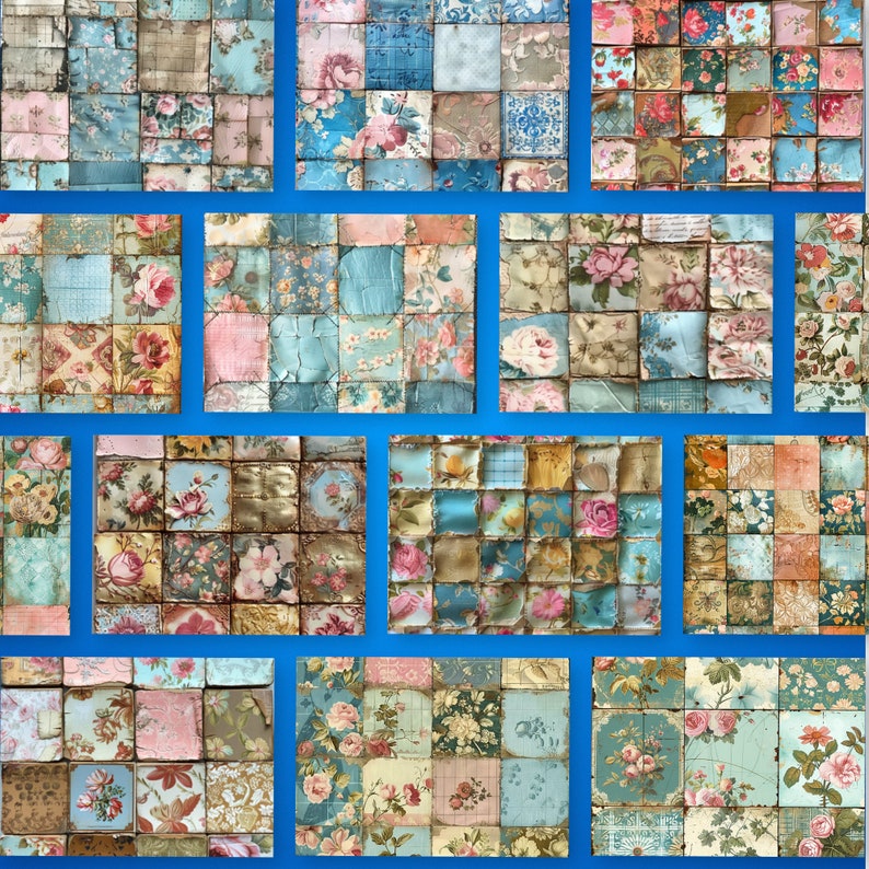 Patchworkpapier, patchworkdagboek, Junk Journal Kit, Junk Journal Paper, Afdrukbaar dagboek, Junk Journal Pages, Afdrukbare plakboekpapieren afbeelding 9