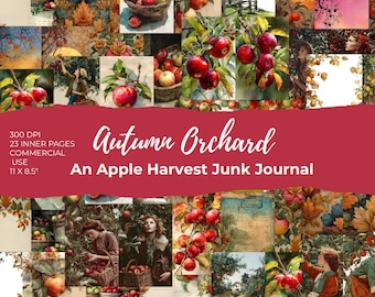 Apple Harvest Junk Journal, Autumn Prints,  Journal Pages, Journal Printable, Autumn Digital Paper, Cozy Fall Decor, Fall Printables