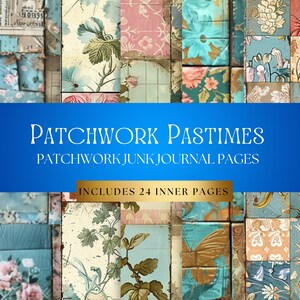 Patchworkpapier, patchworkdagboek, Junk Journal Kit, Junk Journal Paper, Afdrukbaar dagboek, Junk Journal Pages, Afdrukbare plakboekpapieren afbeelding 4