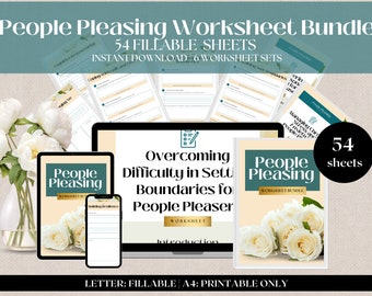 People-Pleasing Fillable Worksheets, Setting Boundaries, Boundaries Worksheet, Therapy Worksheet, Mental Health, People Pleaser, Boundaries
