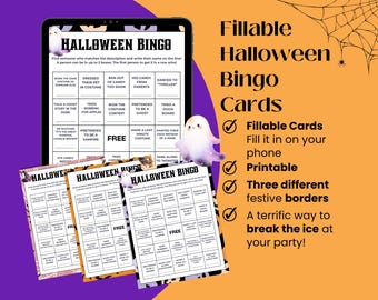 Halloween Bingo, Holiday Bingo, Icebreaker Bingo, Bingo printable, Bingo Template, Halloween Printable, Halloween Games, Homemade Halloween