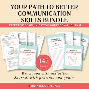 Effective Communication Skills Workbook and Journal, Therapy Worksheet, Mental Health, Couples Therapy, Therapy Journal, Couples Counselling