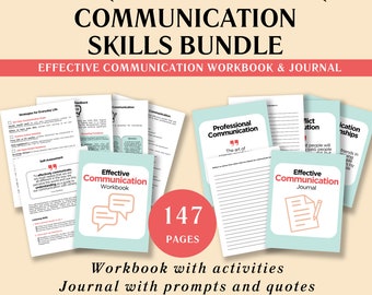 Effective Communication Skills Workbook and Journal bundle, Active Listening, Conflict Resolution, Feedback and Empathy, Printable PDF