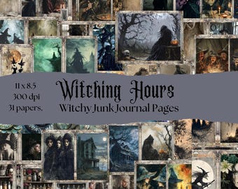 Witchy Junk Journal, heksenkit, heksenkunst, afdrukbare heks, Halloween-rommeljournaalpapier, gotisch junkjournaal, junk-journaalpapier