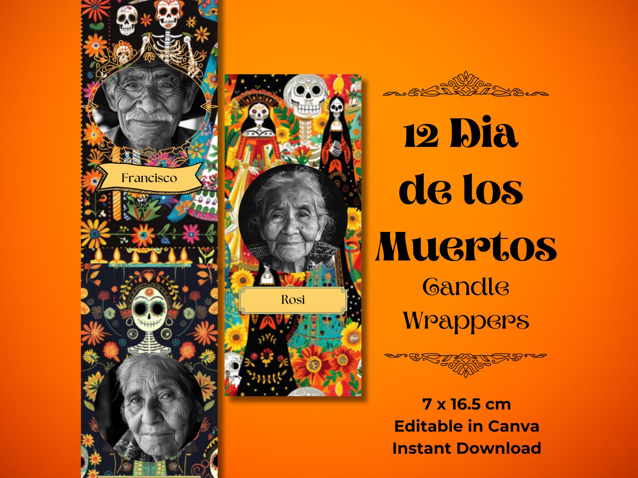 Dia De Los Muertos, Tall Candle Label, Tall Cylinder Candle, Candle