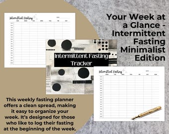 Intermittent Fasting Planner, Fasting Tracker, Weight Loss Tracker, Fasting Planner, Fasting Printable, Fasting Journal, Fitness Planner