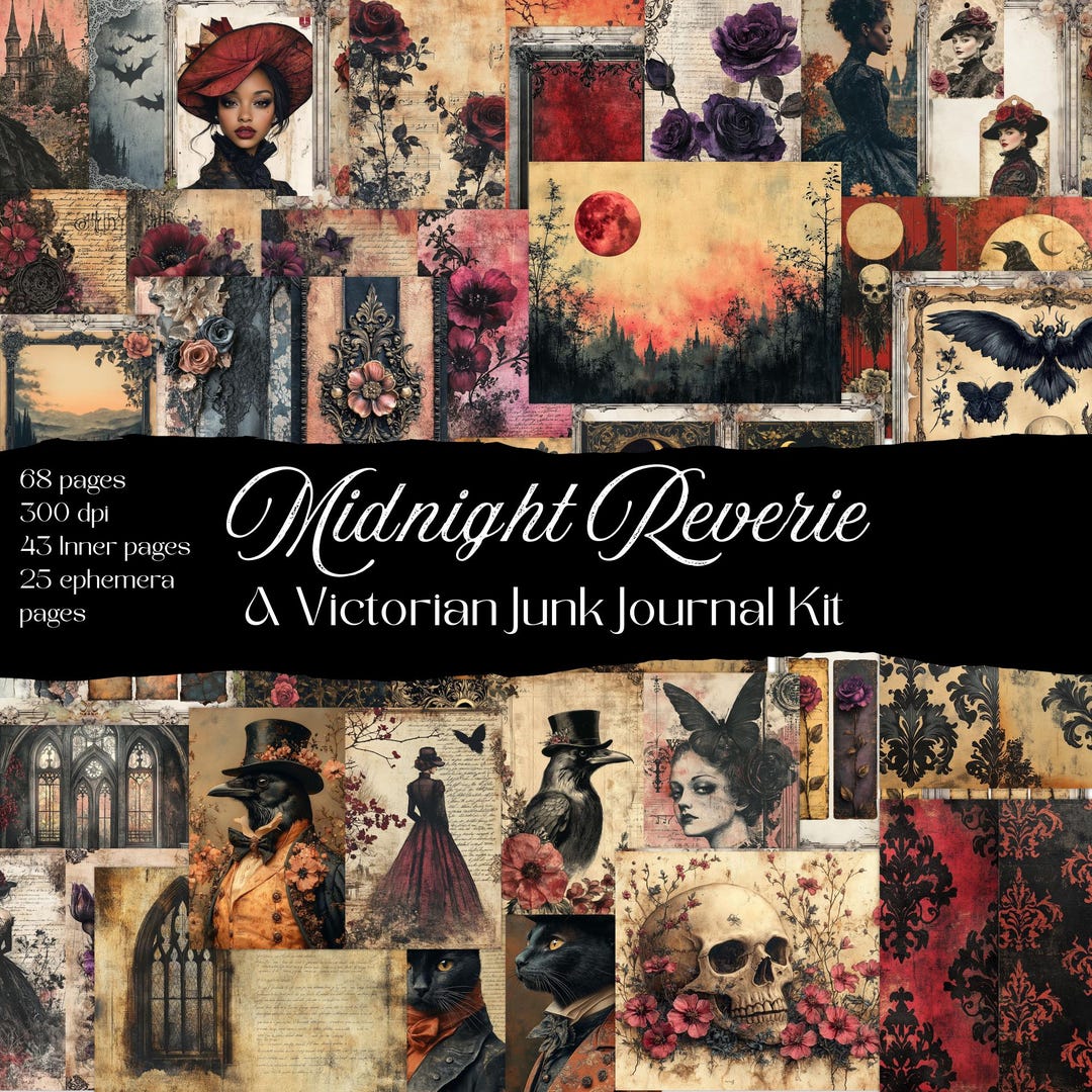 Victorian Gothic Junk Journal Kit, Vintage Printable Ephemera Set ...