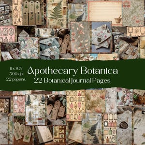 Vintage Apothecary Junk Journal Pages, potion junk journal, vintage botanical, apothecary labels, apothecary bottles, junk journal kit,