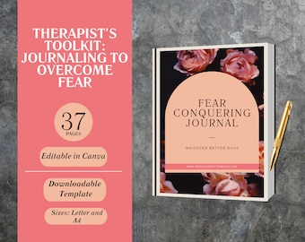 Conquering Fear, Overcoming Fear, Fear Management, Canva Templates, Mental Health, Therapy Journal, Self Help Ebooks, Life Coach Templates
