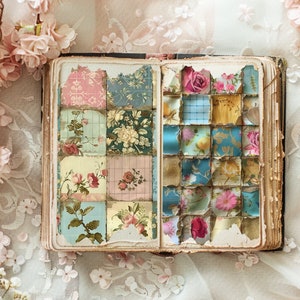 Patchworkpapier, patchworkdagboek, Junk Journal Kit, Junk Journal Paper, Afdrukbaar dagboek, Junk Journal Pages, Afdrukbare plakboekpapieren afbeelding 7