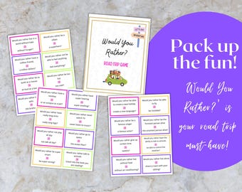 Would You Rather, Road Trip Games, Conversation Starter, Road Trip Printable, Thanksgiving Games, Road Trip Activities, Family Reunion Games