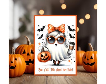Happy Halloween Card, Ghost, Cute Halloween Cards,  Halloween Digital, Funny Greeting Card, Halloween Party, Halloween Greeting,