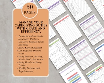Caregiver Checklist, Caregiver Planner, Caregiver Daily Log, Caregiver Daily Task, Caregiver Printable, Caregiver Schedule, Caregver Notes
