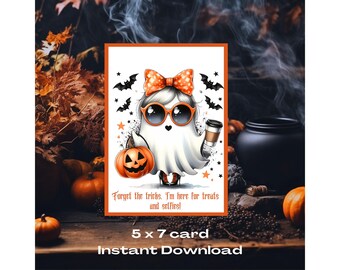 Cute Halloween Cards, Happy Halloween Card, Ghost,  Halloween Digital, Funny Greeting Card, Halloween Party, Halloween Greeting,