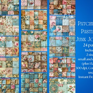 Patchworkpapier, patchworkdagboek, Junk Journal Kit, Junk Journal Paper, Afdrukbaar dagboek, Junk Journal Pages, Afdrukbare plakboekpapieren afbeelding 6