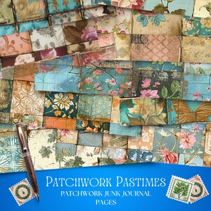 Patchworkpapier, patchworkdagboek, Junk Journal Kit, Junk Journal Paper, Afdrukbaar dagboek, Junk Journal Pages, Afdrukbare plakboekpapieren afbeelding 8