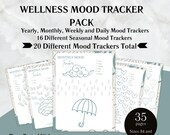 Mood Tracker Pack, Bullet Journal Idea, Bullet Journal Page, Daily Mood Tracker, Weekly Mood Tracker, Yearly Mood Tracker, Feeling Tracker