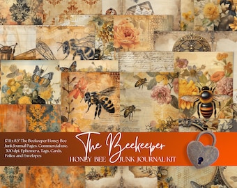 The Imker Junk Journal Kit, Honey Bee Journal, afdrukbaar dagboek, bijen, bijendagboekpagina's, vintage Junk Journal, Bee Junk-pagina's, afdrukbaar dagboek