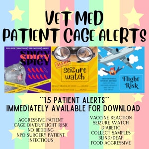 Tarjetas de jaulas para veterinarios descargables / Alerta de perreras para pacientes