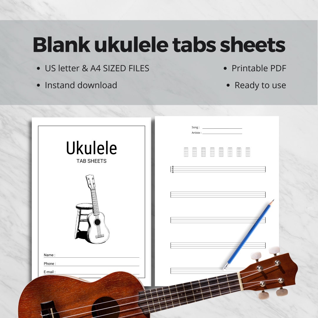 Blank Ukulele Tab Sheets Printable for Ukulele Bass - Etsy