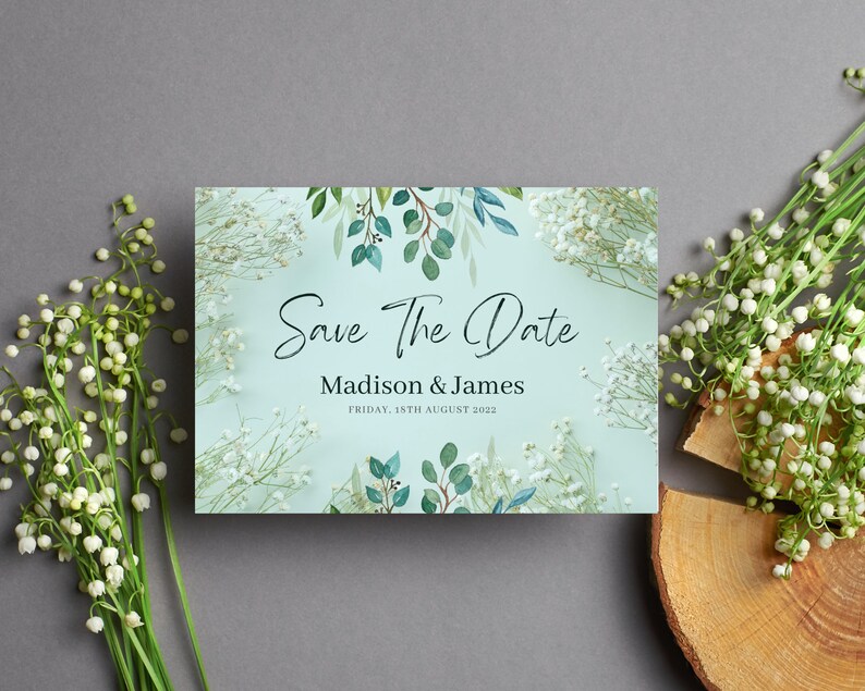 Editable save the date template photo card save the date card with