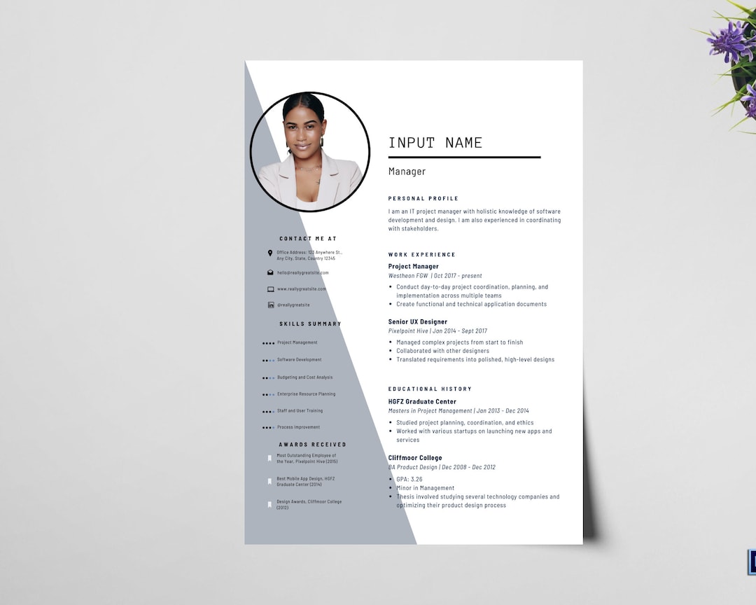 Executive Manager Cv Template Minimalist Resume Template Word ...