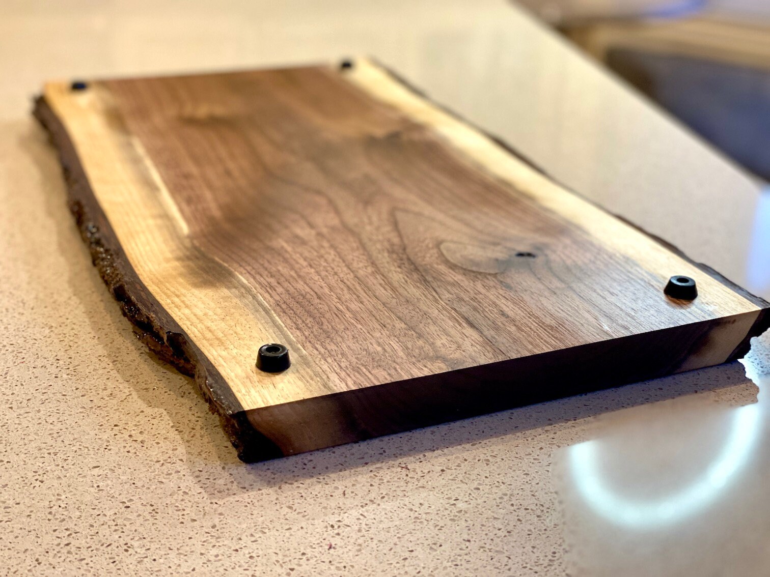 Dark Walnut, Bark Live Edge, Rustic Cutting Board, Charcuterie