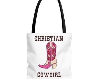 Western Christian Bag Western Cowgirl Boot Bag Pink Cowgirl Boot Bag Christian Gift Baptism Gift For Women Christian Cowgirl Tote Bag