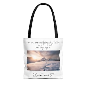 Faith Bag Christian Bag Christian Gift Bible Verse Bag Bible Study Bag Everyday Tote Easter Gift Walk By Faith Not By Sight Tote Bag