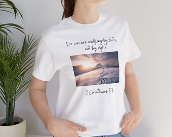Walk By Faith T-Shirt, Christian Shirt, Faith Shirt, Aesthetic Clothing, Religious Gift, Church Shirt, Bible Verse, Bible Quote, God Apparel