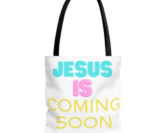 Jesus Bag Christian Bag Christ Bag Christian Gift Believer Bag Bible Study Bag Church Bag Sunday School Bag Jesus Is Coming Soon Tote Bag