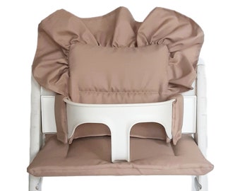 Cushion for Stokke Tripp Trapp with Ruffles / Stokke Tripp Trapp Cushion Beige /Waterproof cushion for Tripp Trapp Highchair /Highchair seat