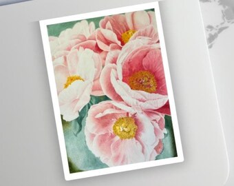 May include: A close-up of a bouquet of pink peonies with yellow centers. The flowers are arranged in a cluster and have a soft, delicate appearance.