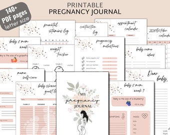 Schwangerschaft Planer Printable, druckbares Schwangerschaftstagebuch, erwartet Mom Kit, vom Beulen zum Baby, Checkliste für die Krankenhaustasche, mein Geburtsplan, PDF