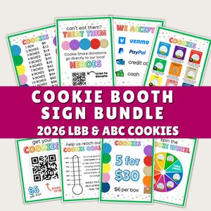 Scout editable cookie booth sign template printable scout marketing kit 2026 ABC LBB cookie menu donation cookie price sheet troop QR code