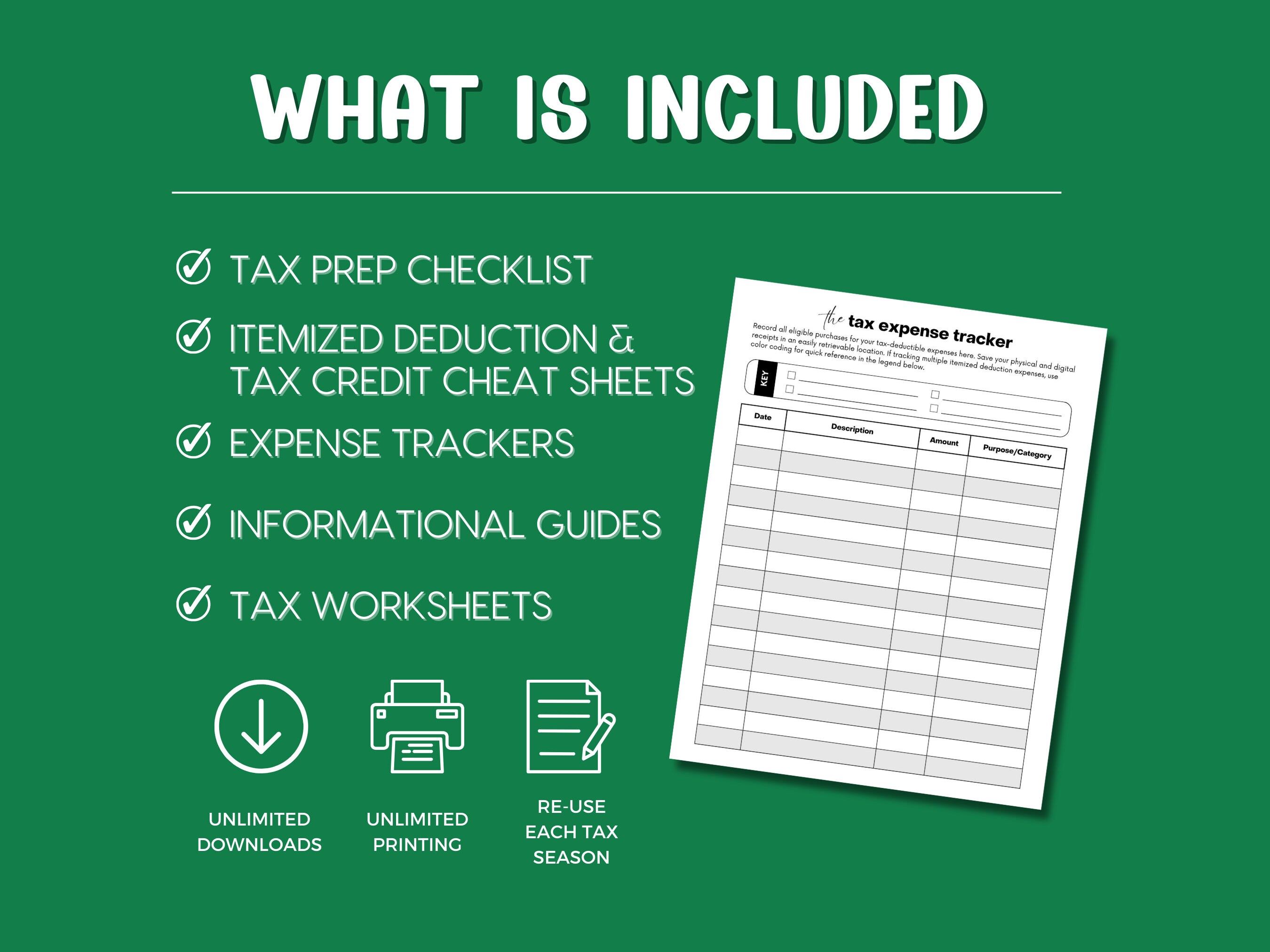 ULTIMATE Tax Return Binder With Tax Prep Checklist, Deduction Expense ...