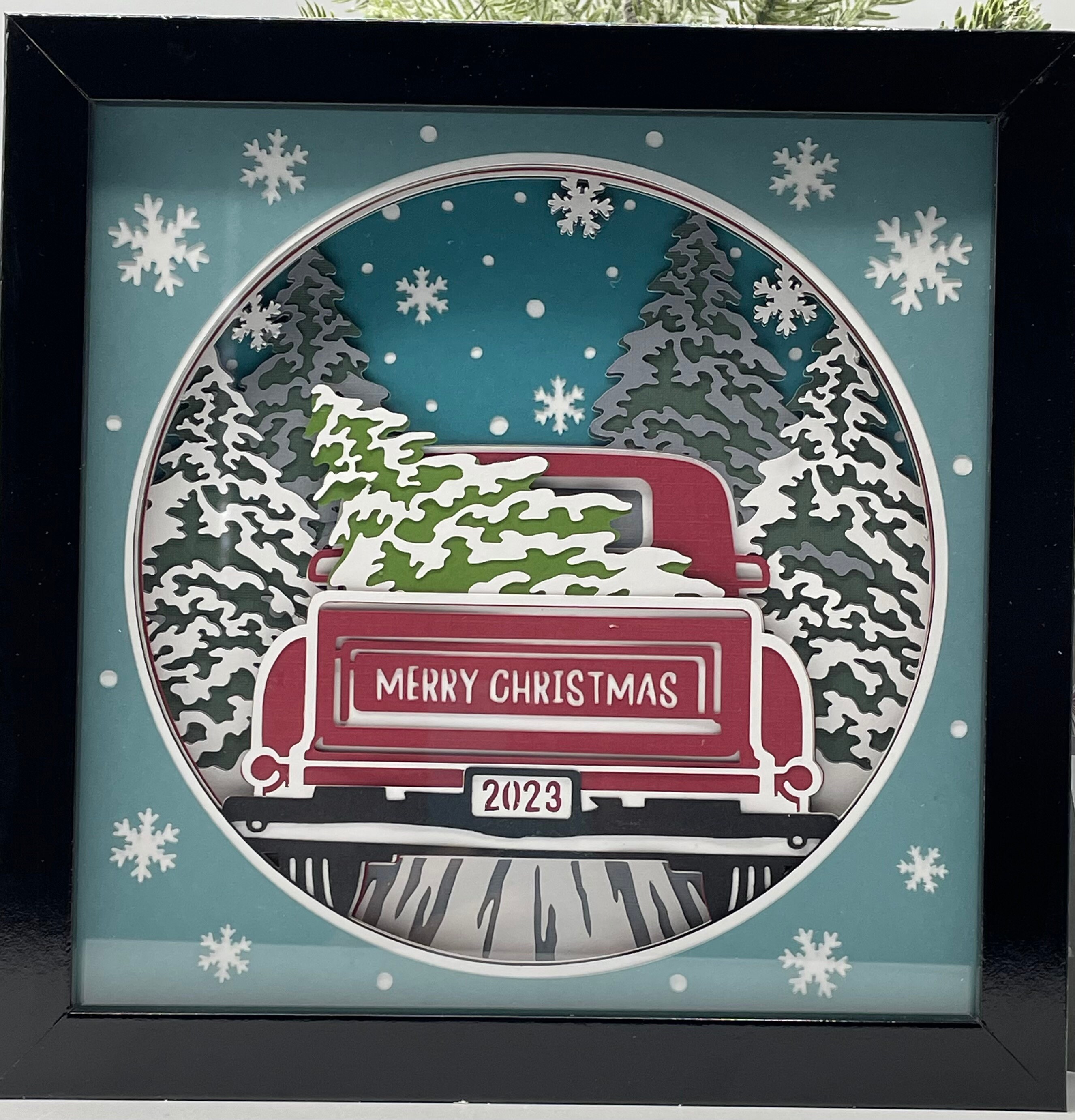Red Truck Shadowbox With Year - Etsy