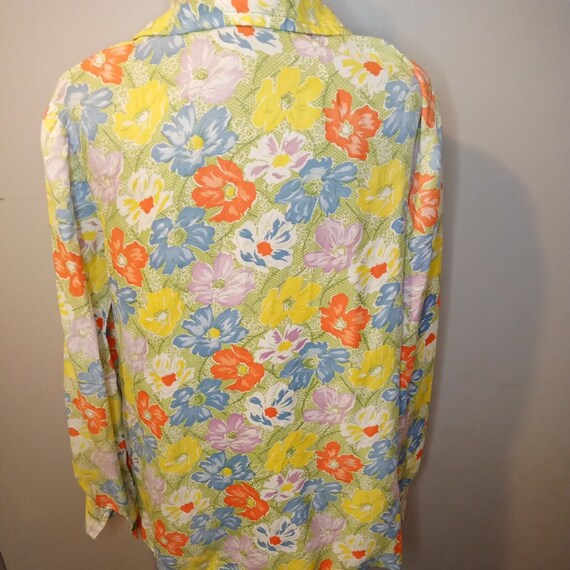 60s 70s Handmade Vintage Button Down Retro Floral… - image 10