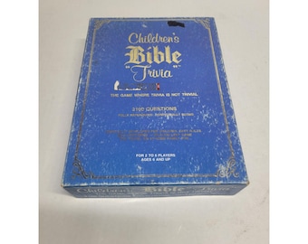 Vintage 1984 Childrens Bible Trivia Board Game Cadaco 2100 Questions Blue Box