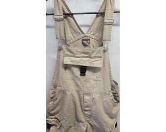 Peto corto vintage BUM Equipment para mujer, talla XL, color caqui. Peto vaquero de los años 90.