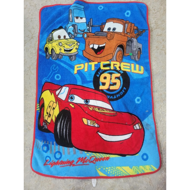 Jeté en polaire Disney Pixar Cars Lightning McQueen Pit Crew 30 x 45 bleu image 1