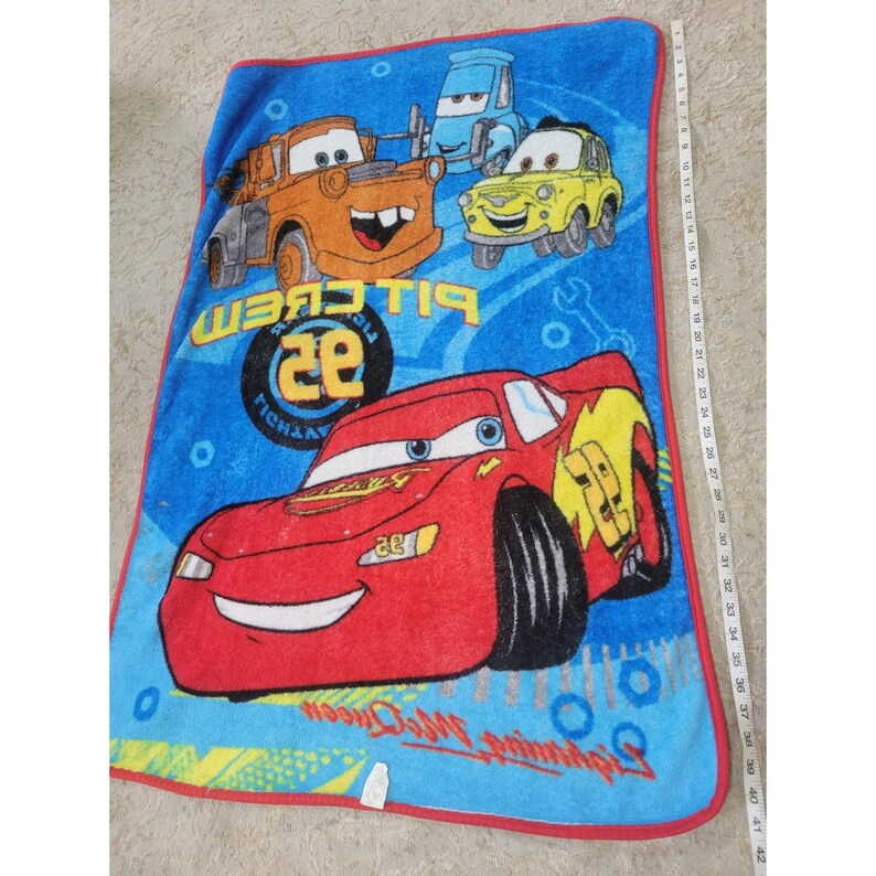 Jeté en polaire Disney Pixar Cars Lightning McQueen Pit Crew 30 x 45 bleu image 4