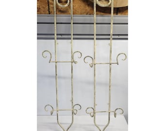 Juego de 2 estantes de pared de hierro forjado color crema envejecido estilo vintage para platos, 94 cm (37 pulgadas)